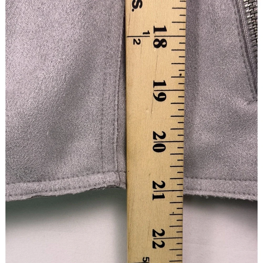 Anthropologie Womens‎ L Gray Faux Suede Moto Jacket Open Front NWT $150